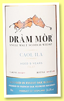 Cao Ila 9 yo 2015/2024 (55.2%, Dràm Mor, French oak oloroso hogshead finish, cask #302611, 288 bottles) Cao Ila 9 yo 2015/2024 (55.2%, Dràm Mor, French oak oloroso hogshead finish, cask #302611, 288 bottles)