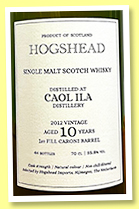 Caol Ila 10 yo 2012/2023 (55.8%, Hogshead Imports, 1st fill Caroni barrel, 44 bottles) Caol Ila 10 yo 2012/2023 (55.8%, Hogshead Imports, 1st fill Caroni barrel, 44 bottles)