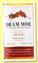 Duich 8 yo 2016/2024 (57.2%, Dràm Mor, 1st fill PX hogshead finish, cask #30369, 230 bottles) Duich 8 yo 2016/2024 (57.2%, Dràm Mor, 1st fill PX hogshead finish, cask #30369, 230 bottles)