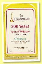 Macduff 1978/1994 (40%, James MacArthur, In Celebration of 500 years of Scotch Whisky) Macduff 1978/1994 (40%, James MacArthur, In Celebration of 500 years of Scotch Whisky)