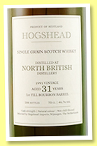 North British 31 yo 1991/2023 (46.7%, Hogshead Imports, first fill bourbon barrel, 186 bottles) 