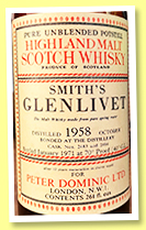 Smith's Glenlivet 12 yo 1958/1971 (70°proof, OB for Peter Dominic ltd., sherry wood, cask #2483 and 2484, 26 2/3 ozs) Smith's Glenlivet 12 yo 1958/1971 (70°proof, OB for Peter Dominic ltd., sherry wood, cask #2483 and 2484, 26 2/3 ozs)