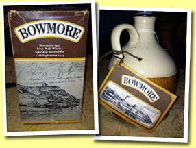 Bowmore 1955/1974 ‘For 12th September 1974’ (unknown ABV, OB, 100 half jugs) Bowmore 1955/1974 ‘For 12th September 1974’ (unknown ABV, OB, 100 half jugs)