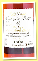 François Peyrot ‘Lot 61 Heritage’ (43.8%, OB for Passion for Whisky, Grande Champagne, 180 bottles, 2024) François Peyrot ‘Lot 61 Heritage’ (43.8%, OB for Passion for Whisky, Grande Champagne, 180 bottles, 2024)