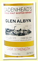Glen Albyn 1975 (59.1%, Cadenhead for Oddbins, cask #3344, bottled early 1990s) 

