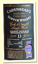 Longrow 13 yo 1998/2012 (55%, Cadenhead ‘Authentic Collection’, bourbon hogshead, 306 bottles)