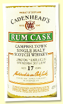 Longrow 17 yo 2004/2021 (49.5%, Cadenhead ‘Wood Range’, rum barrel, 210 bottles)
