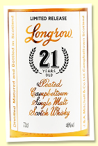Longrow 21 yo (46%, OB, 30% bourbon, 60% sherry, 10% chardonnay, bottled 2022)
