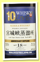 Miyagikyo 18 yo 1991/2009 ‘Whisky Live Tokyo 10th Anniversary’ (54%, OB, sherry butt, cask #114675) Miyagikyo 18 yo 1991/2009 ‘Whisky Live Tokyo 10th Anniversary’ (54%, OB, sherry butt, cask #114675)