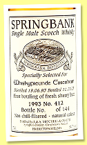 Springbank 1993/2015 (54.7%, OB, Private Bottling, Whiskyfreunde Essenheim, fresh sherry butt, cask #412, 144 bottles) Springbank 1993/2015 (54.7%, OB, Private Bottling, Whiskyfreunde Essenheim, fresh sherry butt, cask #412, 144 bottles)