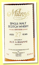 Allt-A-Bhainne 27 yo 1995/2024 (52.6%, Milroy’s, Vintage Reserve, 1st Fill Bourbon Barrel) Allt-A-Bhainne 27 yo 1995/2024 (52.6%, Milroy’s, Vintage Reserve, 1st Fill Bourbon Barrel)