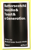 Butterscotch & Vanilla & Toast & a Generation 30 yo (40%, Atom Brands, blended grain, +/-2023) Butterscotch & Vanilla & Toast & a Generation 30 yo (40%, Atom Brands, blended grain, +/-2023)