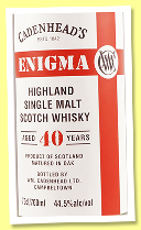 Enigma 40 yo (44.5%, Cadenhead, Highland single malt, bourbon hogsheads, 636 bottles, 2025) Enigma 40 yo (44.5%, Cadenhead, Highland single malt, bourbon hogsheads, 636 bottles, 2025)