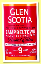 Glen Scotia 9 yo ‘Heavily Peated’ (54.3%, OB, Campbeltown Malts Festival 2025, Ribera del Duero finish) Glen Scotia 9 yo ‘Heavily Peated’ (54.3%, OB, Campbeltown Malts Festival 2025, Ribera del Duero finish)