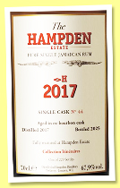 Hampden 8 yo 2017/2025 '<>H' (67.9%, OB, Jamaica, bourbon barrel, cask 44, 229 bottles)