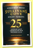 Sullivan’s Cove 25 yo 1999/2025 (47.8%, OB, Australia, American Oak second fill, cask #HH0010)