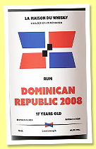 Dominican Republic 17 yo 2018/2025 (60.8%, La Maison du Whisky, Flag Series, Collection Itin&eacute;raires, Madeira cask, cask #DR08MD01, 225 bottles)