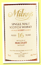 Macduff 16 yo 2008/2025 (66.7%, Milroy&rsquo;s, Vintage Sherry Reserve, third-fill sherry butt, cask # 130900362) 