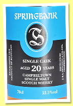 Springbank 20 yo (53.5%, OB for SG60, Singapore 60th Anniversary, 2025) Springbank 20 yo (53.5%, OB for SG60, Singapore 60th Anniversary, 2025)