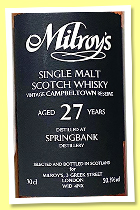 Springbank 27 yo 1997/2025 (50.3%, Milroy’s Vintage Reserve Black, 1st fill Port barrique, cask #931) Springbank 27 yo 1997/2025 (50.3%, Milroy’s Vintage Reserve Black, 1st fill Port barrique, cask #931)