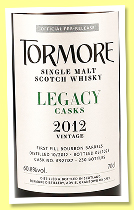 Tormore 2012/2025 &lsquo;Legacy&rsquo; (60.8%, OB, 1st fill bourbon barrel, cask #921187, 230 bottles) 