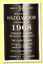 House of Hazelwood 1968/2022 (49.2%, OB, The Cask Trials, single grain, 303 bottles) House of Hazelwood 1968/2022 (49.2%, OB, The Cask Trials, single grain, 303 bottles)