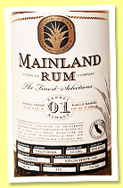 Mainland Rum &lsquo;Barrel Number 01&rsquo; (80.5%, OB, USA, virgin white oak, 30 bottles, 2025) 
