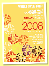 Tomatin 15 yo 2008/2023 (54.3%, Whisky Picnic Bar, bourbon hogshead, cask #2200, 266 bottles)
