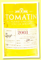 Tomatin 18 yo 2003/2021 (51.6%, OB for Independent Spirit, 1st fill bourbon barrel, cask #1921, 228 bottles)