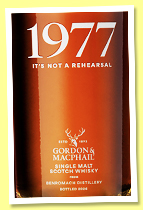 Benromach 1977/2026 ‘It’s not a Rehearsal’ (46.7%, Gordon & MacPhail, Sir Kenny Dalglish’s Vintage Moments, first-fill sherry hogshead) Benromach 1977/2026 ‘It’s not a Rehearsal’ (46.7%, Gordon & MacPhail, Sir Kenny Dalglish’s Vintage Moments, first-fill sherry hogshead)