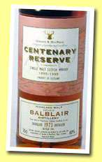 Balblair 1973/1995 (40%, Gordon & MacPhail Centenary Reserve)