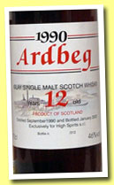 Ardbeg 12 yo 1990/2003 (46%, High Spirits, 312 bottles)