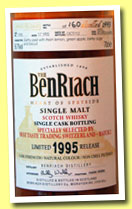 Benriach 17 yo 1995/2012 (56.7%, OB for Best Taste Trading Switzerland, refill bourbon barrel, cask #1768, 160 bottles)